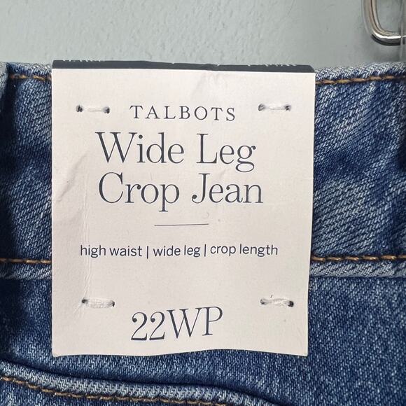 NWT Talbots Womens 22WP Plus Petite Wide Leg Crop Jean Ombre Dip Dye Frayed‎ Hem - Picture 8 of 16